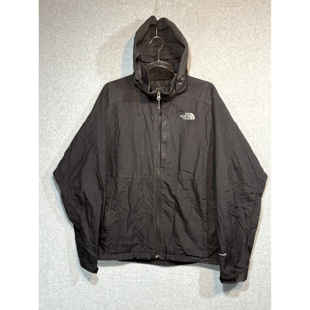 The North Face Windbreaker Jacket Men's Medium Black Mesh Lined Hooded Full Zip